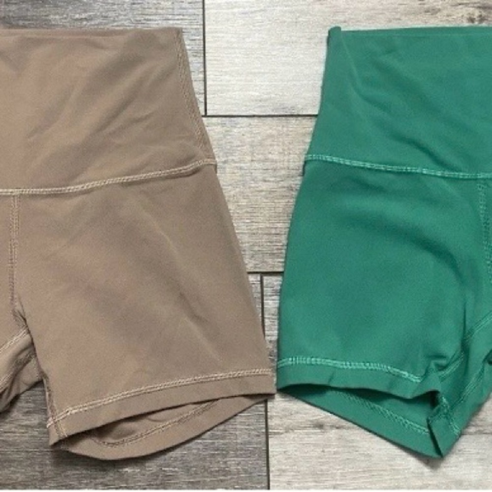 Lululemon Align Athletic Shorts size 2 Lot Neutral Tan Green EUC Gym Workout Run